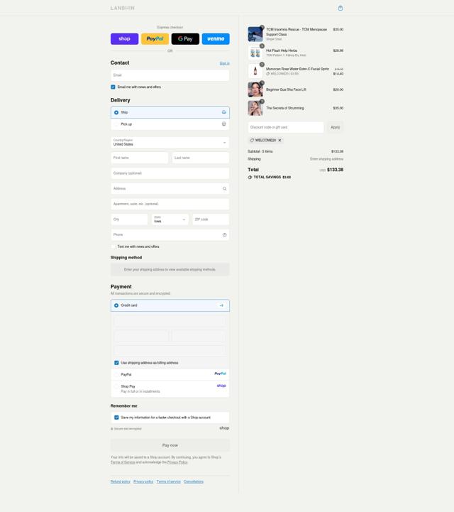 LANSHIN checkout page showing LANSHIN promo code box | Screenshot taken by SimplyCodes community member on Sep 12, 2025