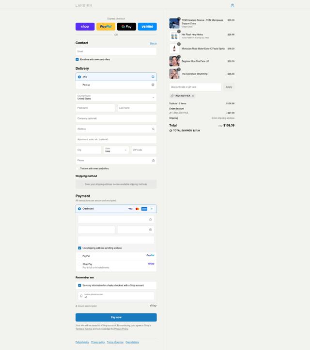 LANSHIN checkout page showing LANSHIN promo code box | Screenshot taken by SimplyCodes community member on Sep 12, 2025