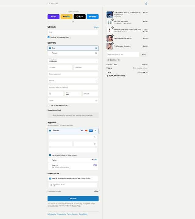 LANSHIN checkout page showing LANSHIN promo code box | Screenshot taken by SimplyCodes community member on Sep 12, 2025