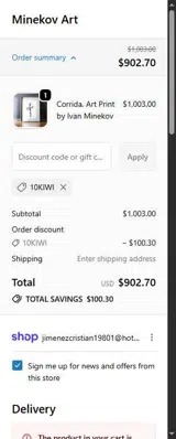 10KIWI coupon verification screenshot