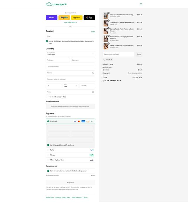 Lany Space checkout page showing Lany Space discount code box | Screenshot taken by SimplyCodes community member on Sep 4, 2025