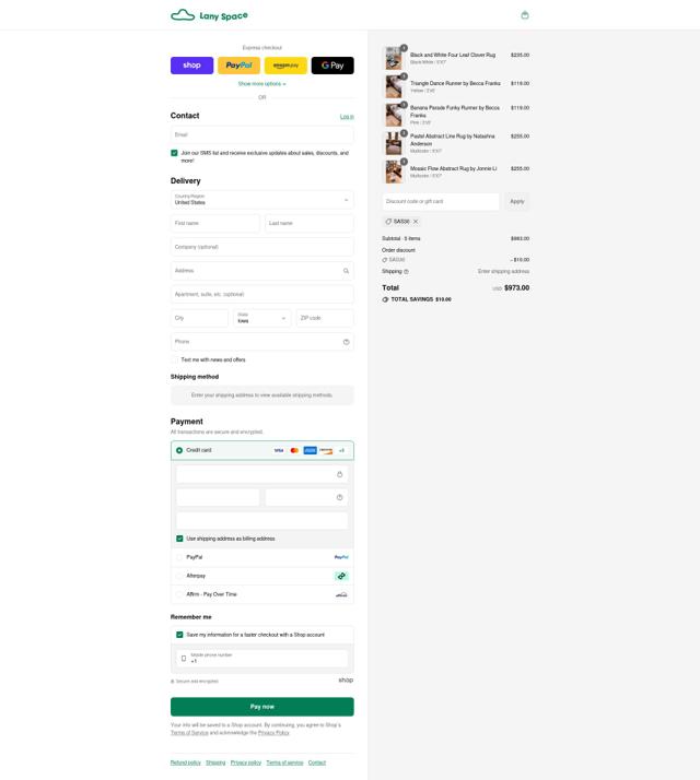 Lany Space checkout page showing Lany Space discount code box | Screenshot taken by SimplyCodes community member on Sep 9, 2025