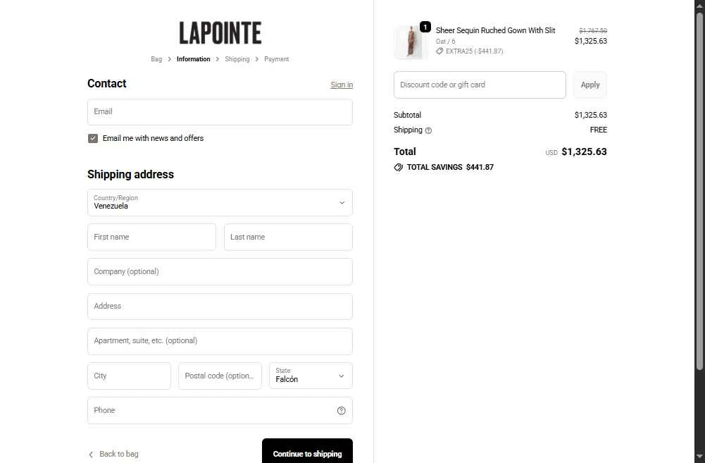 LAPOINTE checkout page showing LAPOINTE promo code box | Screenshot taken by SimplyCodes community member on Jan 19, 2026
