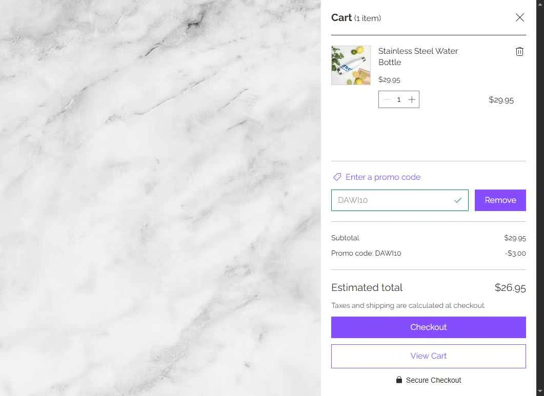 Larecoin checkout page showing Larecoin promo code box | Screenshot taken by SimplyCodes community member on Jan 9, 2026