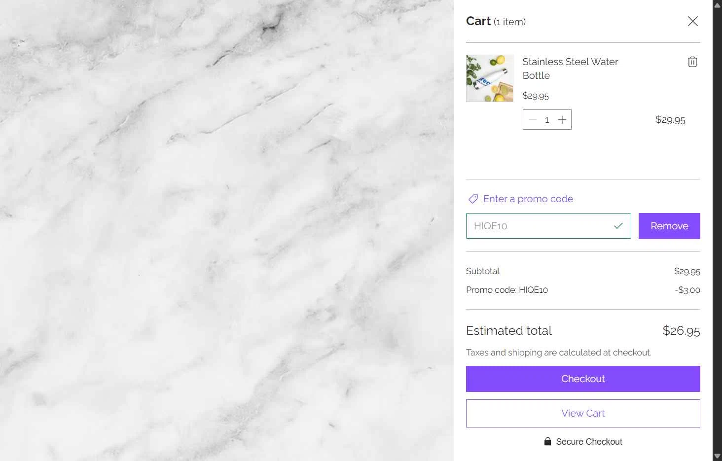 Larecoin checkout page showing Larecoin promo code box | Screenshot taken by SimplyCodes community member on Feb 7, 2026