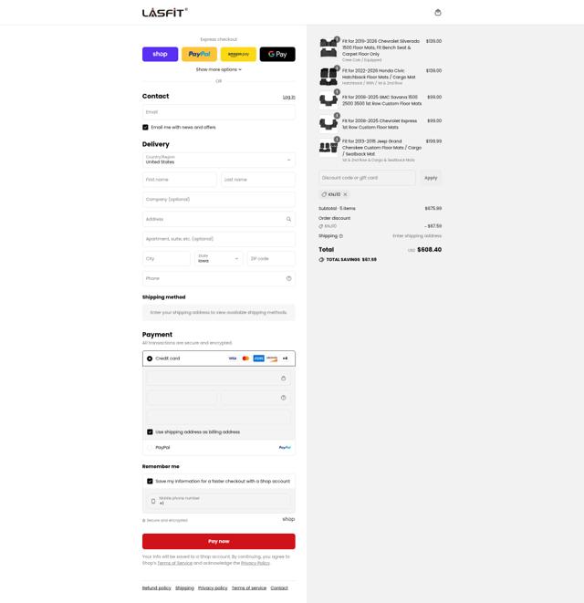 Lasfit checkout page showing Lasfit promo code box | Screenshot taken by SimplyCodes community member on Aug 29, 2025