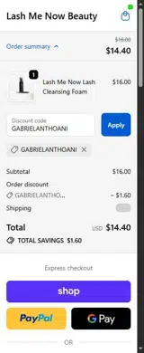 GABRIELANTHOANI coupon verification screenshot