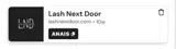 Lash Next Door coupon verification screenshot