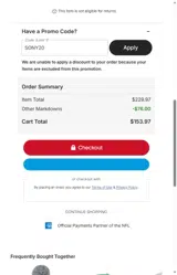 Las Vegas Raiders coupon verification screenshot