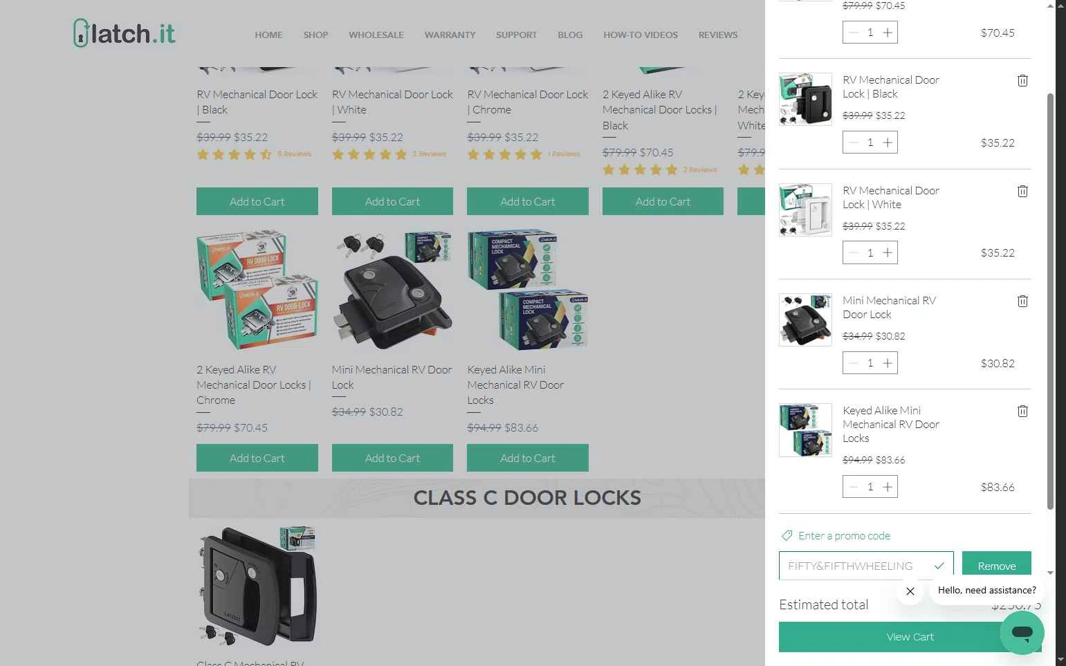 LATCH.IT checkout page showing LATCH.IT promo code box | Screenshot taken by SimplyCodes community member on Nov 1, 2025