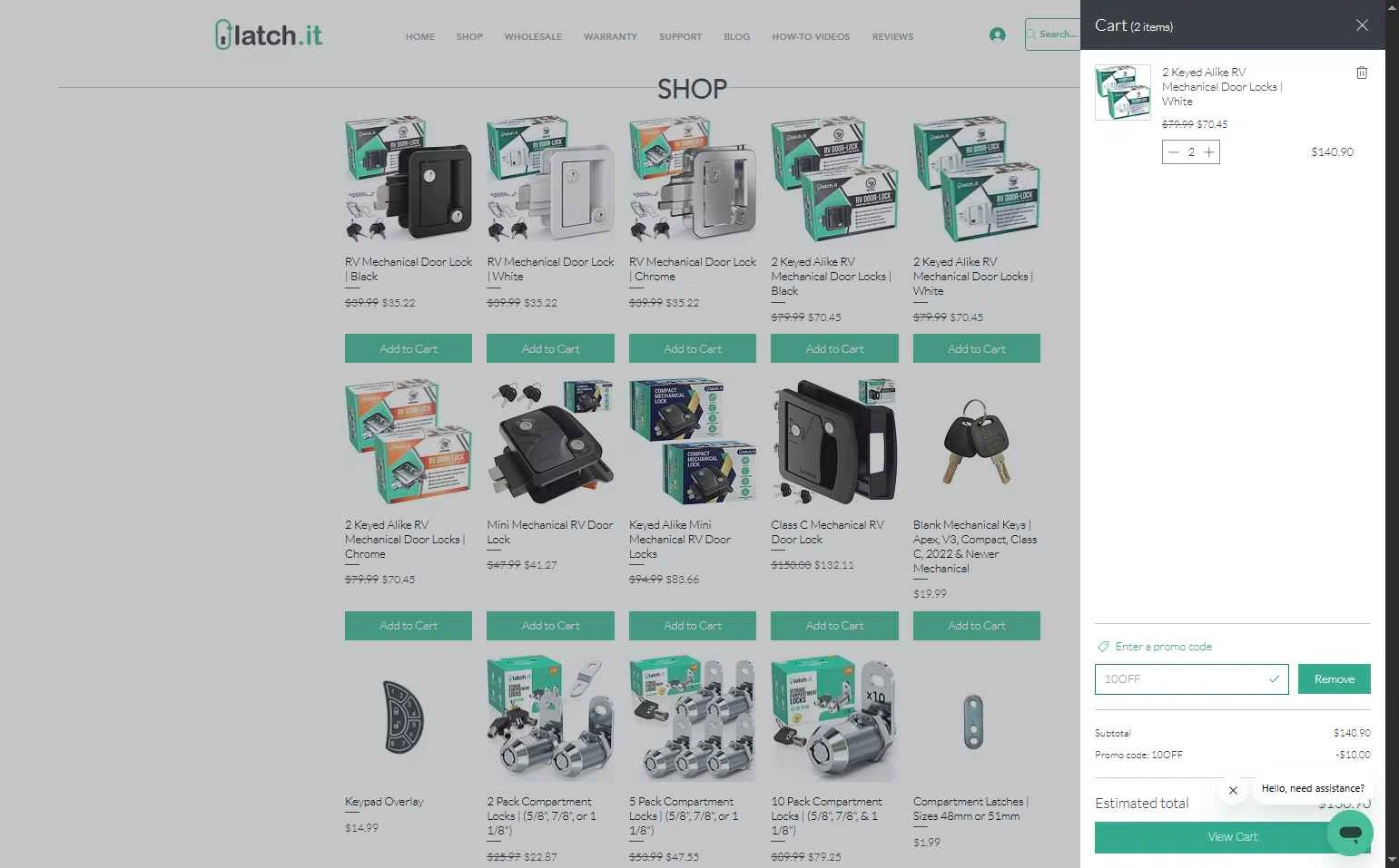 LATCH.IT checkout page showing LATCH.IT promo code box | Screenshot taken by SimplyCodes community member on Feb 13, 2026