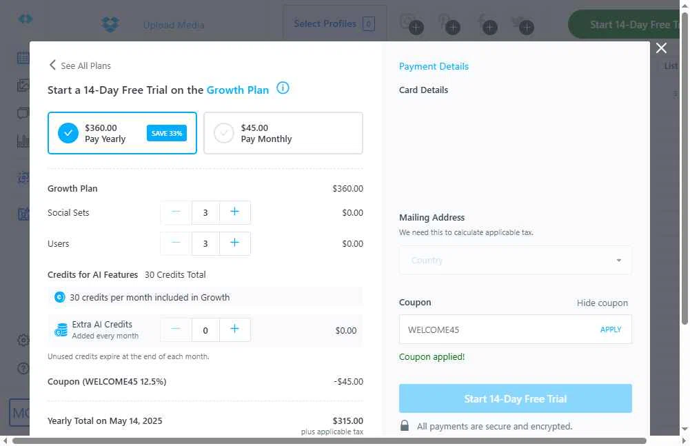 Later checkout page showing Later coupon code box | Screenshot taken by SimplyCodes community member on Apr 30, 2025