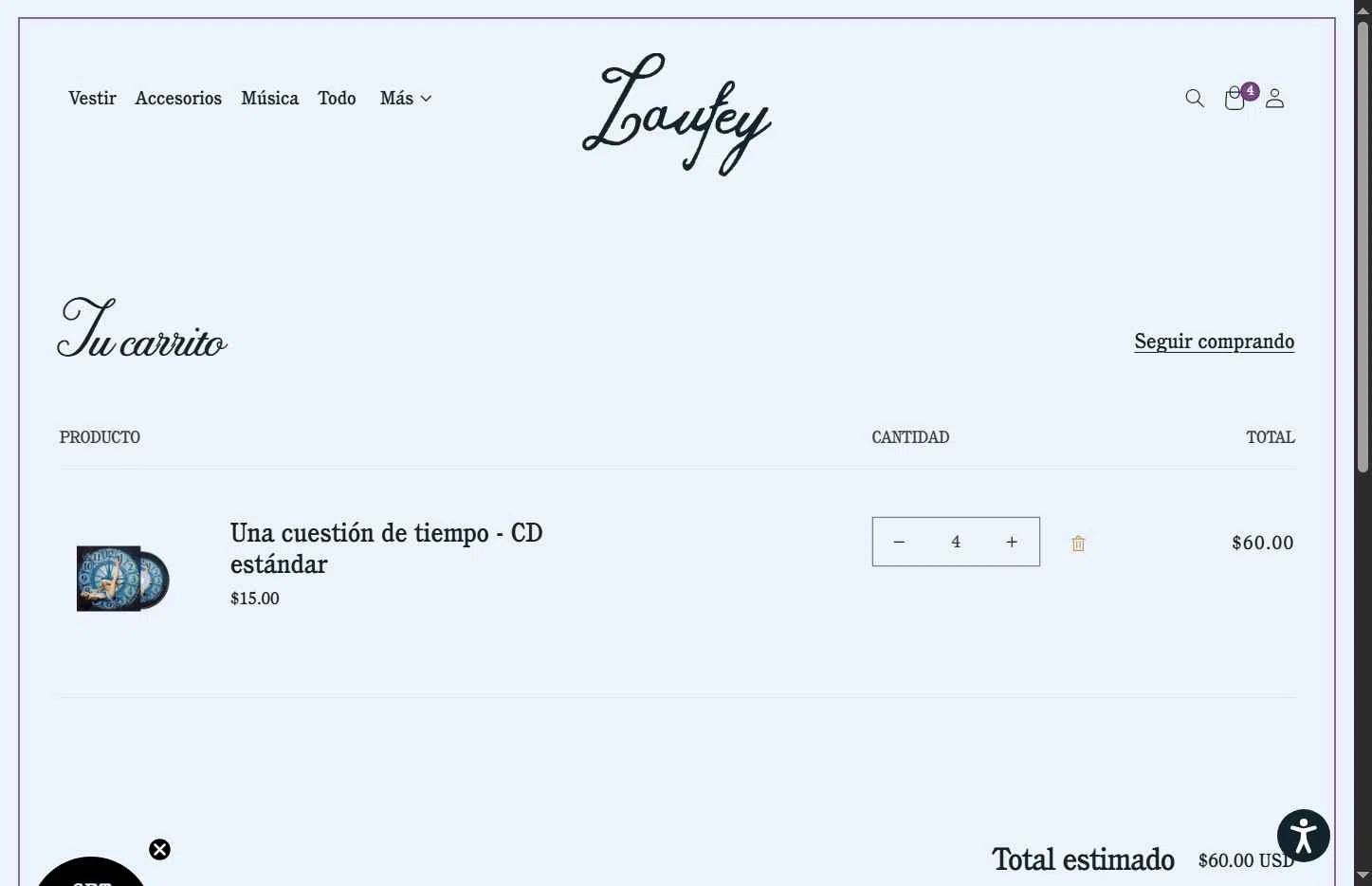 Laufey Merch checkout page showing Laufey Merch discount code box | Screenshot taken by SimplyCodes community member on Jan 16, 2026