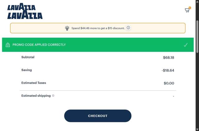 Lavazza US checkout page showing Lavazza US promo code box | Screenshot taken by SimplyCodes community member on Sep 11, 2025