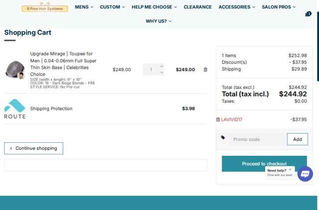 LaVivid checkout page showing LaVivid discount code box | Screenshot taken by SimplyCodes community member on Aug 16, 2025