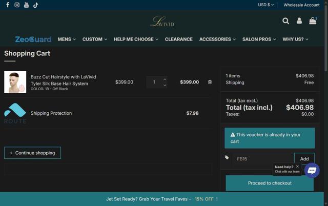 LaVivid checkout page showing LaVivid discount code box | Screenshot taken by SimplyCodes community member on Jul 23, 2025