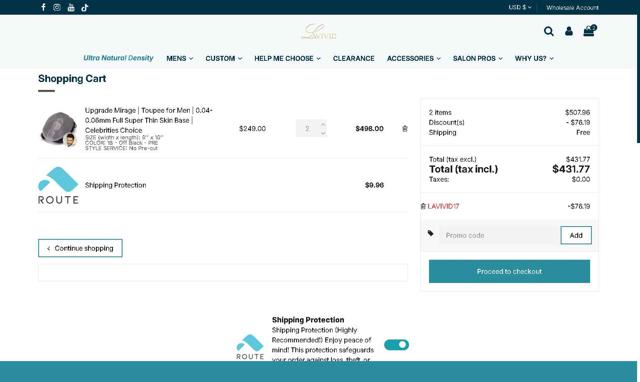 LaVivid checkout page showing LaVivid discount code box | Screenshot taken by SimplyCodes community member on Sep 8, 2025