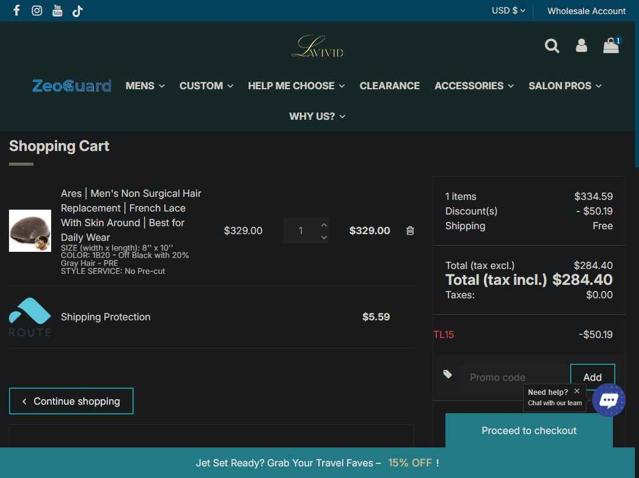 LaVivid checkout page showing LaVivid discount code box | Screenshot taken by SimplyCodes community member on Jul 27, 2025