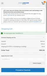LawCatalog coupon verification screenshot