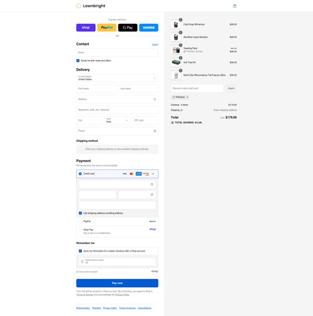 Lawnbright checkout page showing Lawnbright discount code box | Screenshot taken by SimplyCodes community member on Sep 6, 2025