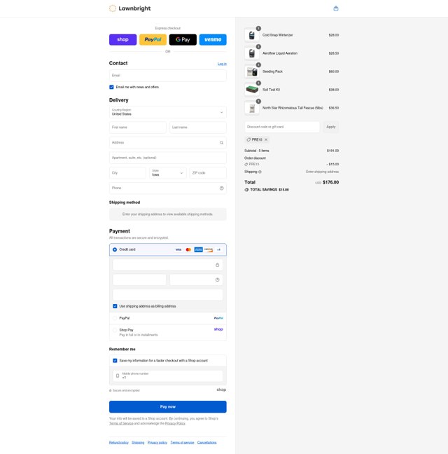 Lawnbright checkout page showing Lawnbright discount code box | Screenshot taken by SimplyCodes community member on Sep 6, 2025