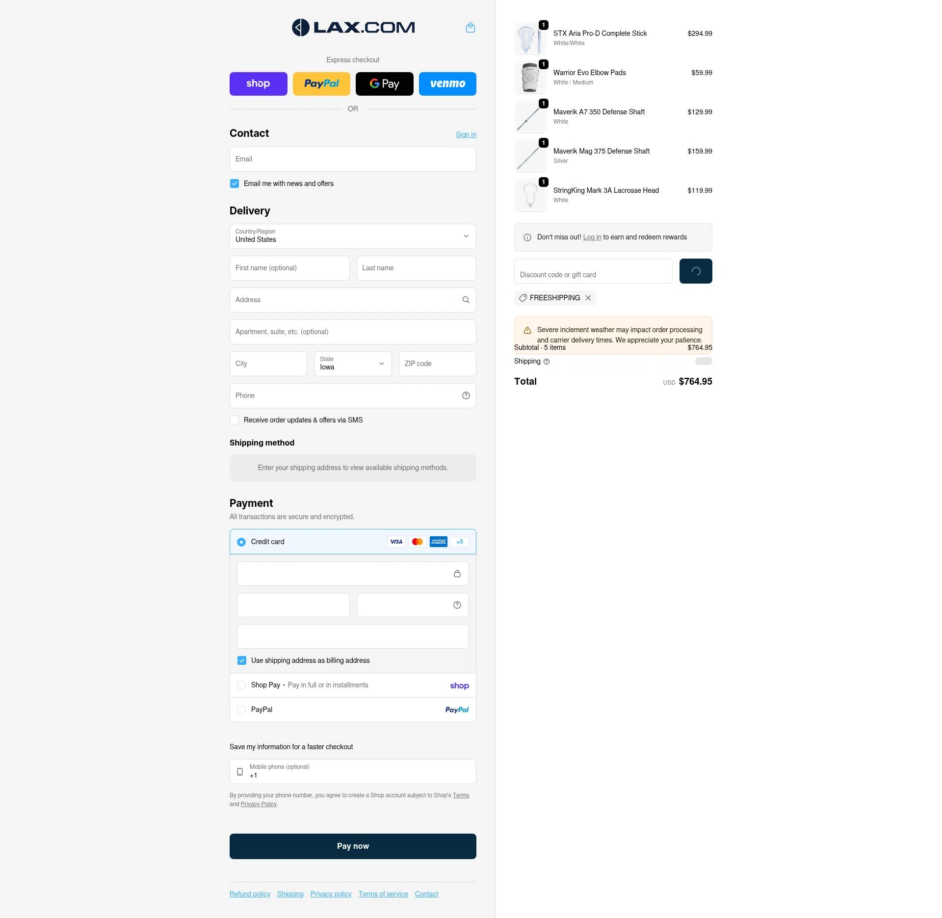 Lax checkout page showing Lax promo code box | Screenshot taken by SimplyCodes community member on Feb 8, 2026