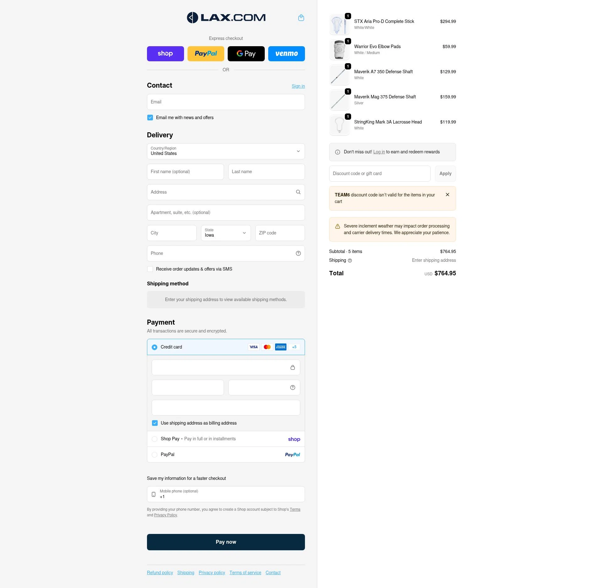 Lax checkout page showing Lax promo code box | Screenshot taken by SimplyCodes community member on Feb 8, 2026