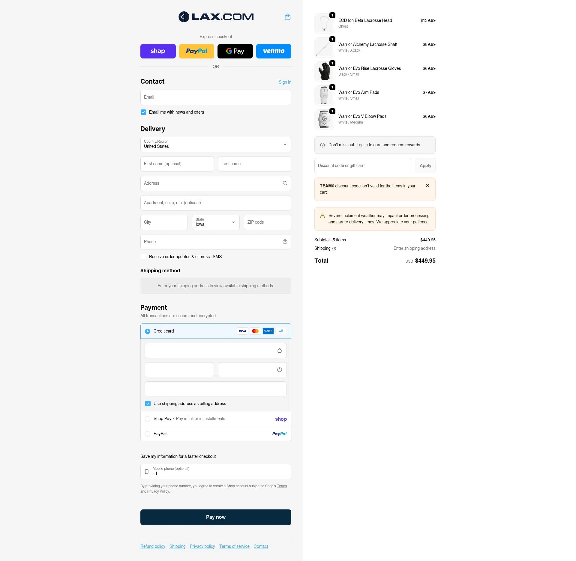 Lax checkout page showing Lax promo code box | Screenshot taken by SimplyCodes community member on Feb 4, 2026