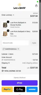 INDEPENDENCIA coupon verification screenshot