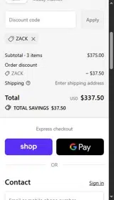 ZACK coupon verification screenshot