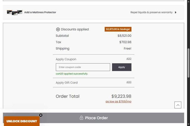 Layla Sleep checkout page showing Layla Sleep coupon code box | Screenshot taken by SimplyCodes community member on Aug 30, 2025