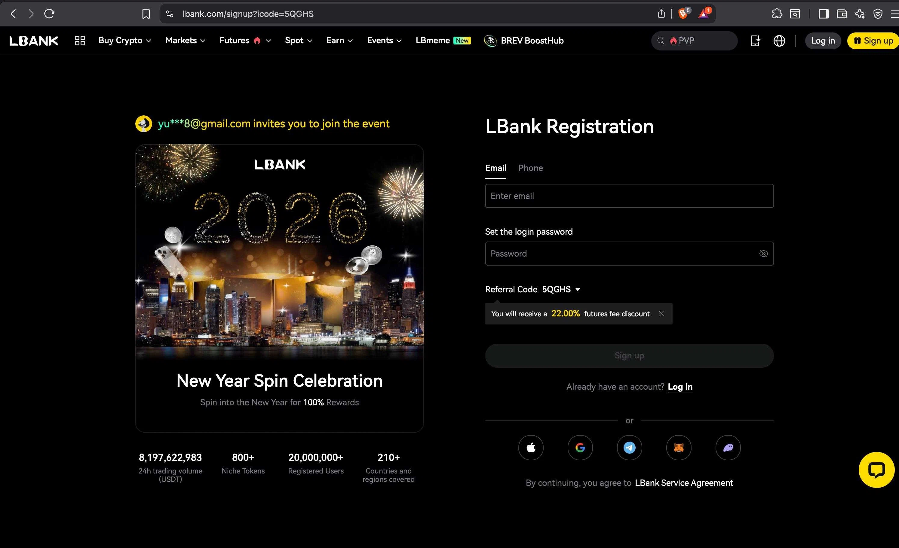 LBank promo code screenshot showing code 5QGHS applied at LBank checkout page. Uploaded by SimplyCodes community member CODELOVER on Jan 10, 2026