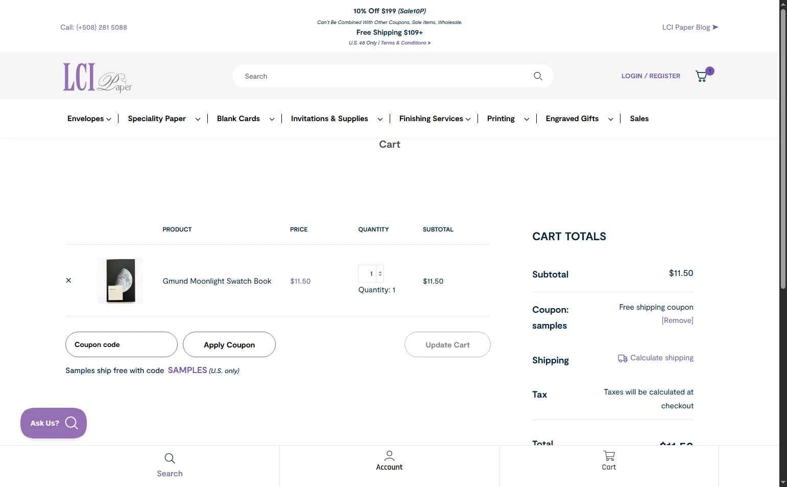LCI Paper checkout page showing LCI Paper promo code box | Screenshot taken by SimplyCodes community member on Dec 5, 2025