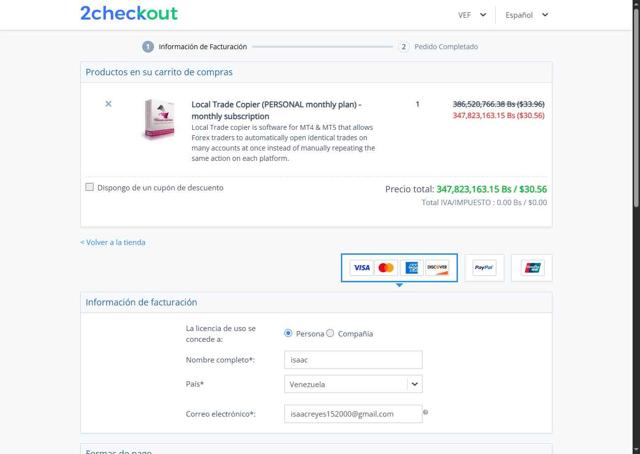 Local Trade Copier checkout page showing Local Trade Copier promo code box | Screenshot taken by SimplyCodes community member on Jul 13, 2025