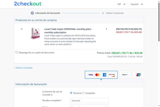 Local Trade Copier checkout page showing Local Trade Copier promo code box | Screenshot taken by SimplyCodes community member on May 9, 2025