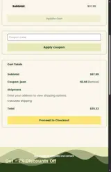 jean coupon verification screenshot