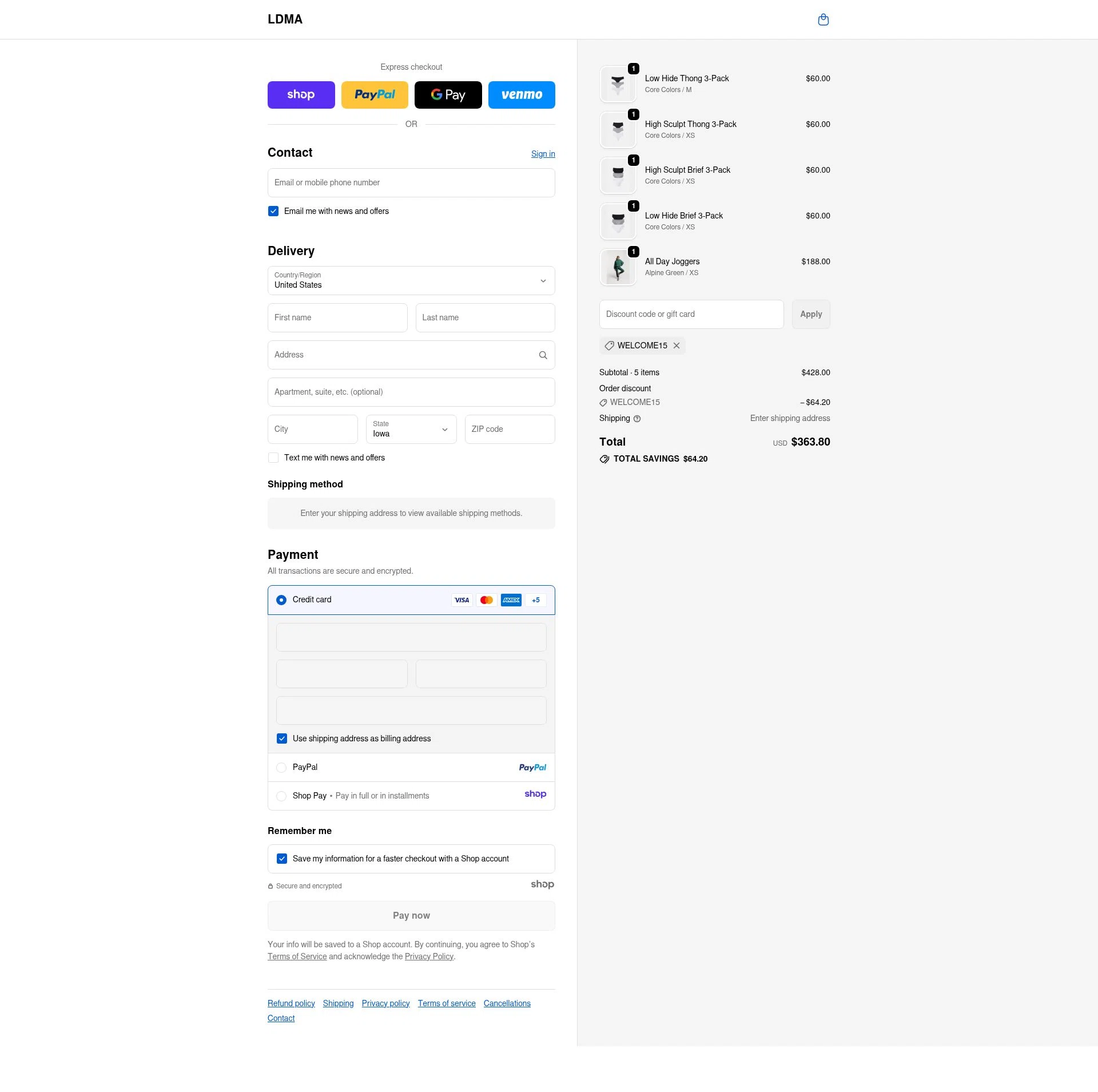 LDMA checkout page showing LDMA promo code box | Screenshot taken by SimplyCodes community member on Nov 23, 2025