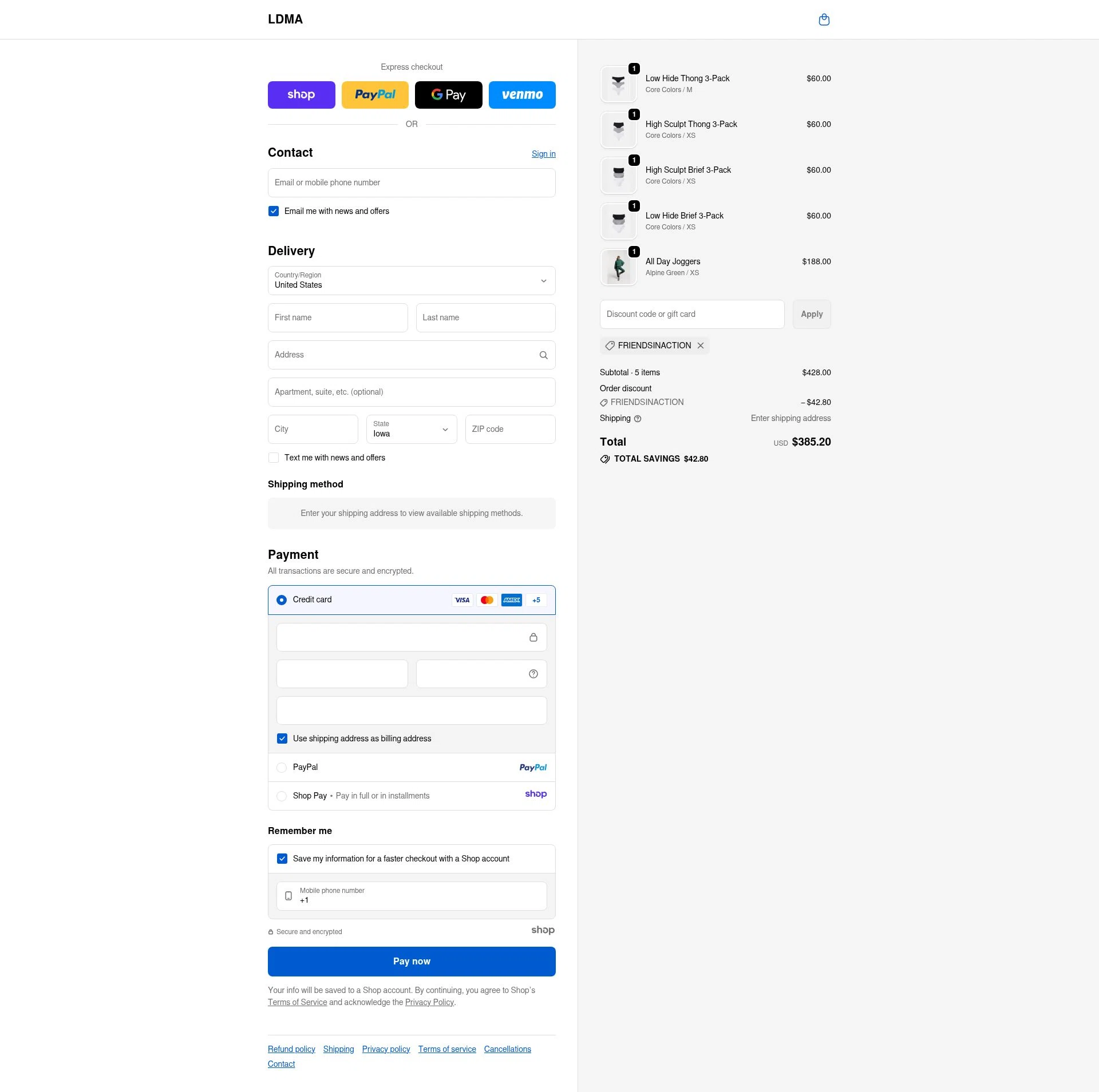LDMA checkout page showing LDMA promo code box | Screenshot taken by SimplyCodes community member on Nov 18, 2025