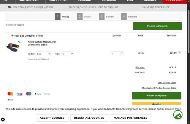 LD Mountain Centre checkout page showing LD Mountain Centre discount code box | Screenshot taken by SimplyCodes community member on Jul 30, 2025