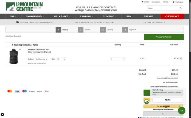 LD Mountain Centre checkout page showing LD Mountain Centre discount code box | Screenshot taken by SimplyCodes community member on Jul 30, 2025