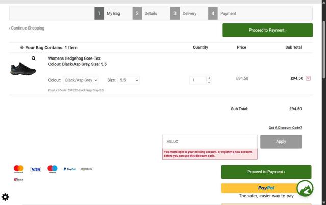 LD Mountain Centre checkout page showing LD Mountain Centre discount code box | Screenshot taken by SimplyCodes community member on Aug 9, 2025