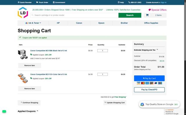 LD Products checkout page showing LD Products coupon code box | Screenshot taken by SimplyCodes community member on Jul 24, 2025