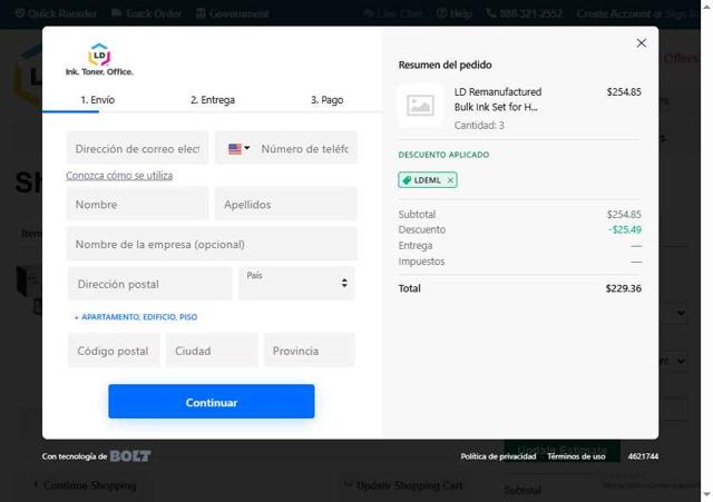 LD Products checkout page showing LD Products coupon code box | Screenshot taken by SimplyCodes community member on Aug 18, 2025