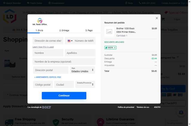 LD Products checkout page showing LD Products coupon code box | Screenshot taken by SimplyCodes community member on Jul 3, 2025