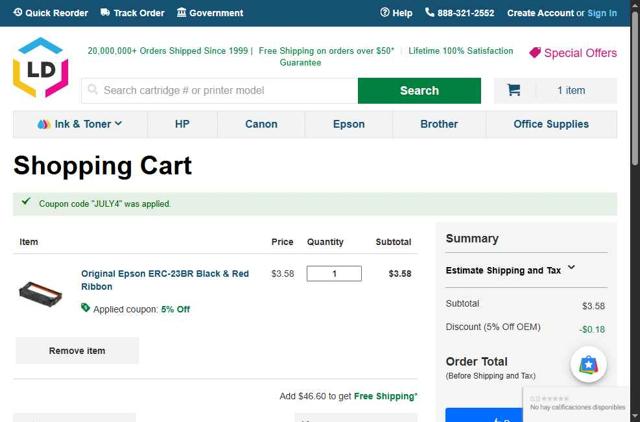 LD Products checkout page showing LD Products coupon code box | Screenshot taken by SimplyCodes community member on Jul 3, 2025