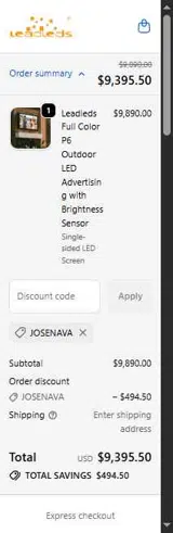 JOSENAVA coupon verification screenshot