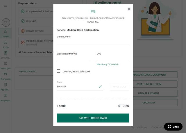 Leafy DOC checkout page showing Leafy DOC coupon code box | Screenshot taken by SimplyCodes community member on Jul 15, 2025