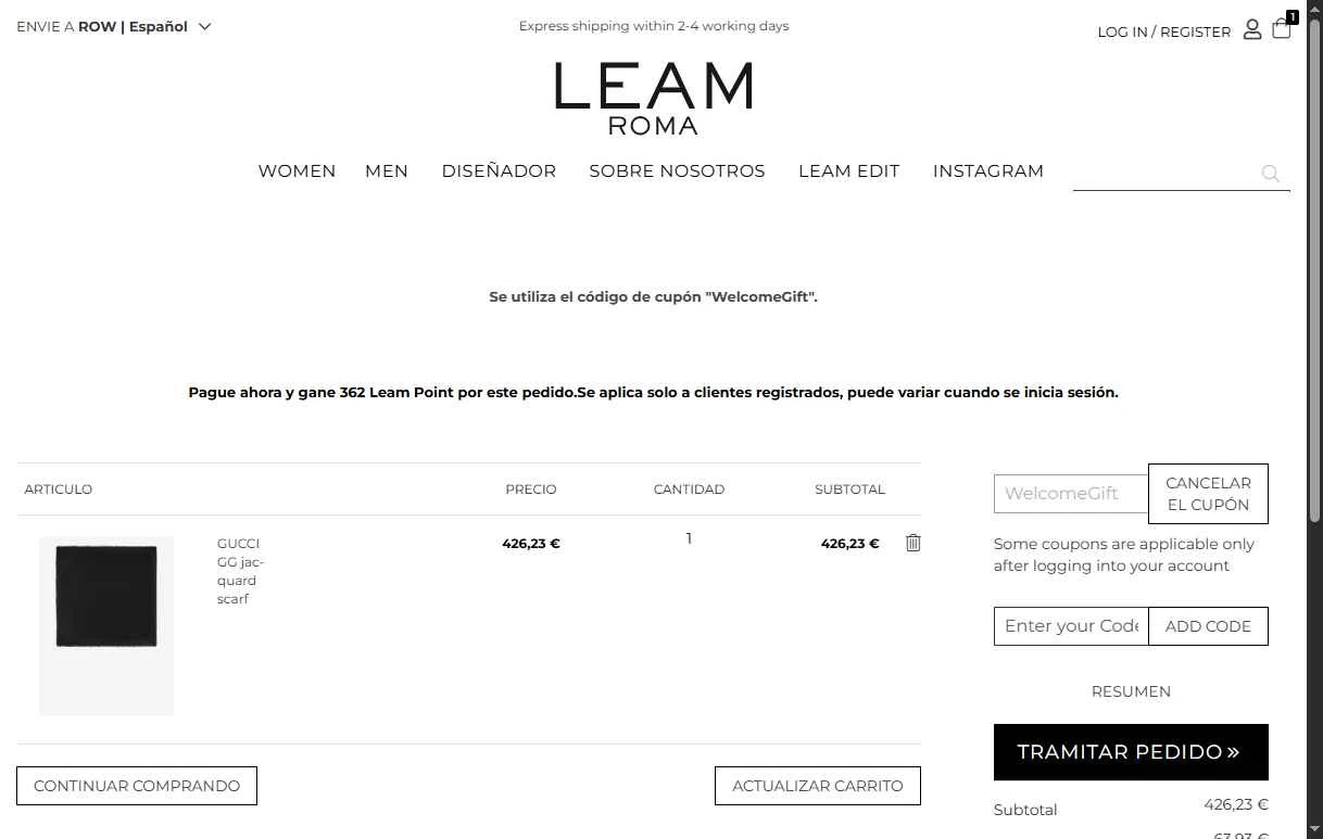 Leam checkout page showing Leam promo code box | Screenshot taken by SimplyCodes community member on Feb 9, 2026