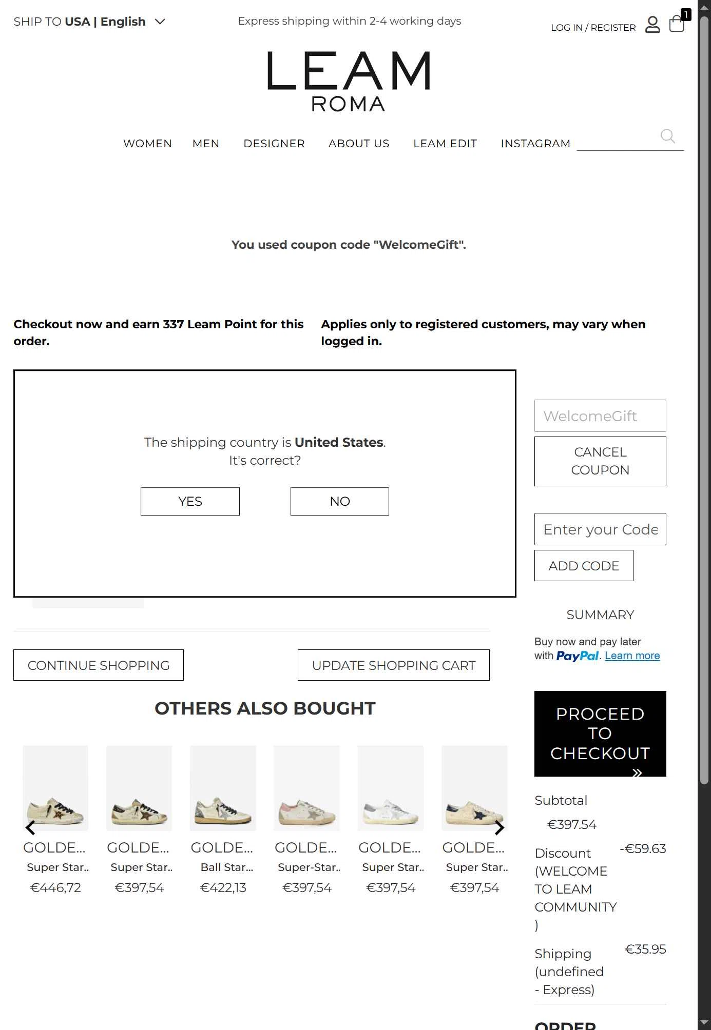 Leam checkout page showing Leam promo code box | Screenshot taken by SimplyCodes community member on Aug 11, 2025