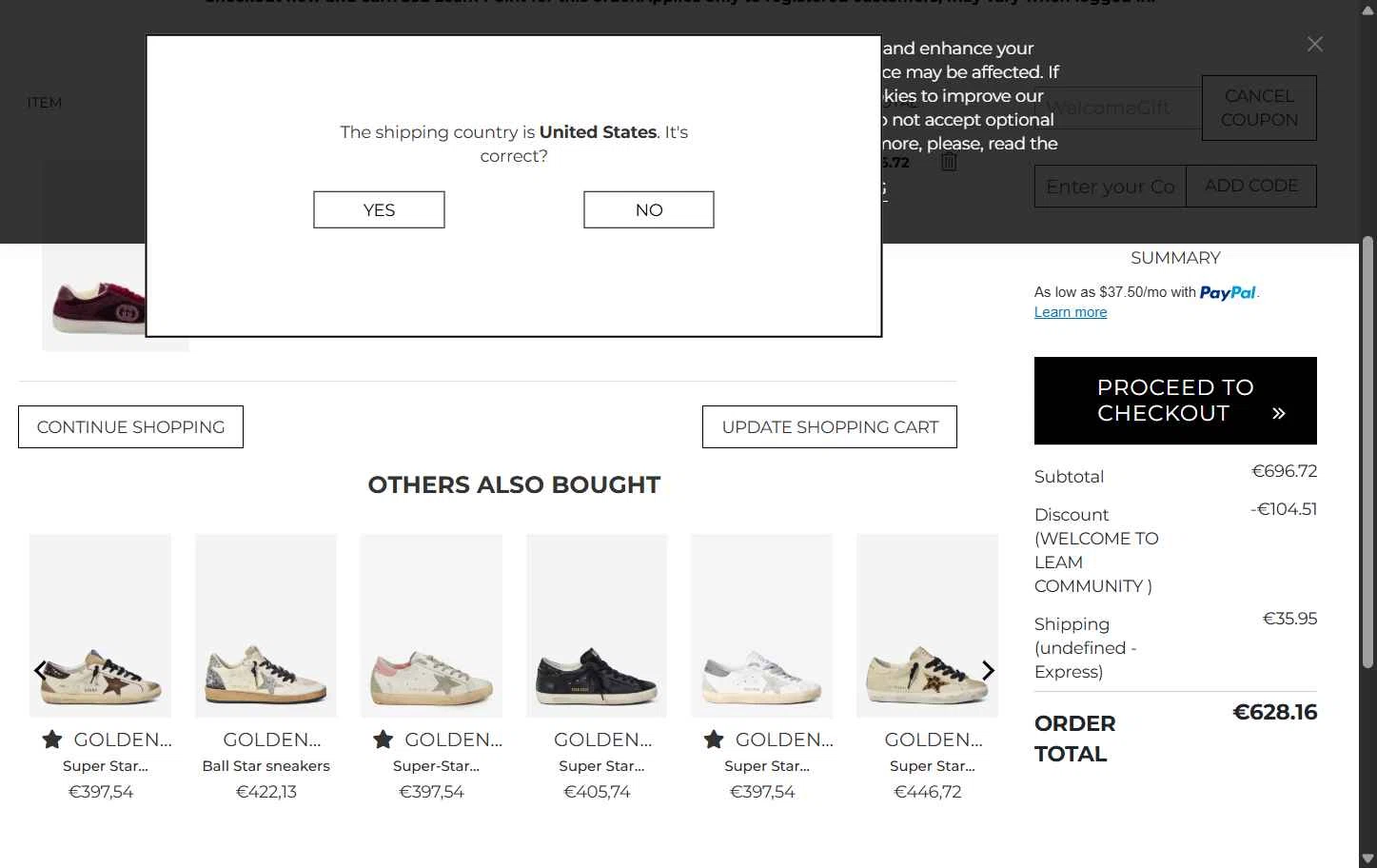 Leam checkout page showing Leam promo code box | Screenshot taken by SimplyCodes community member on Aug 30, 2025